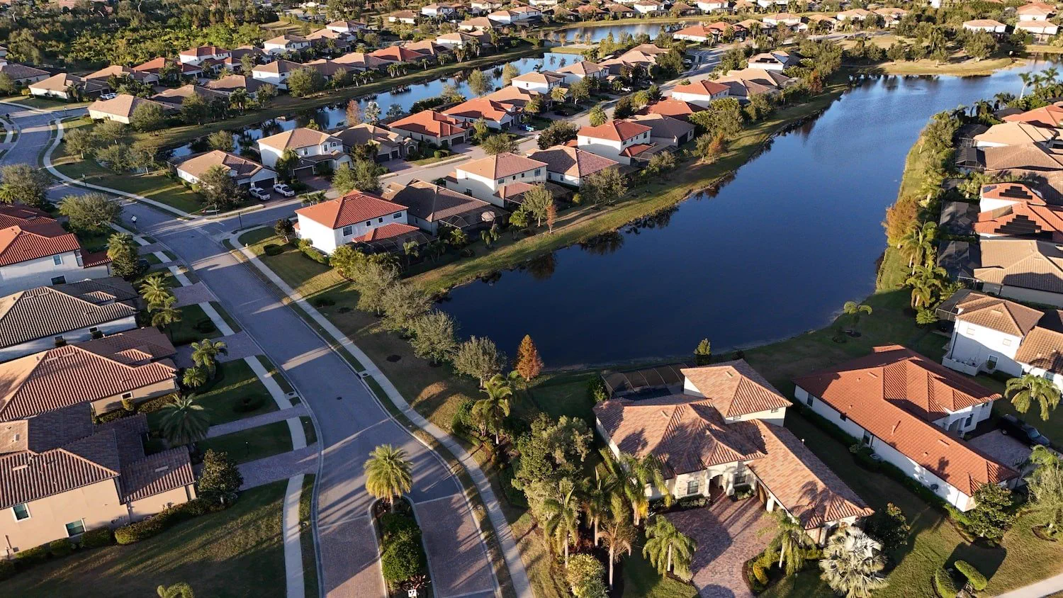 Master-planned Florida neighborhood with homes and lakes